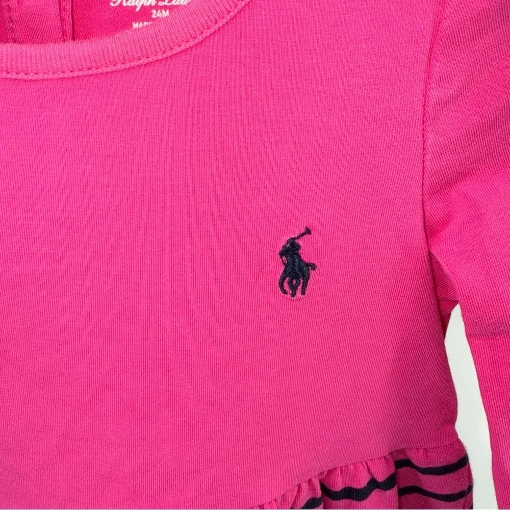 Ralph Lauren Pink and Navy Striped Girls Dress